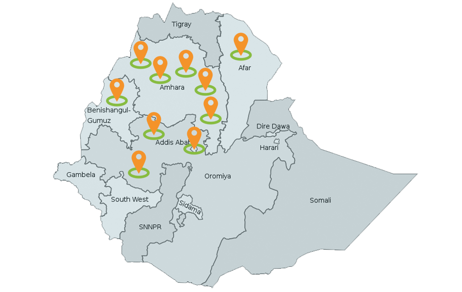 Map of PADet coordination offices